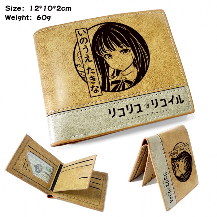 Lycoris Recoil Anime high quality PU two fold embossed wallet 12X10X2CM 60G