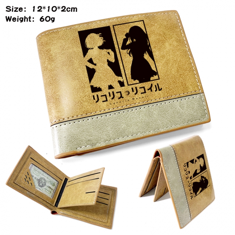 Lycoris Recoil Anime high quality PU two fold embossed wallet 12X10X2CM 60G