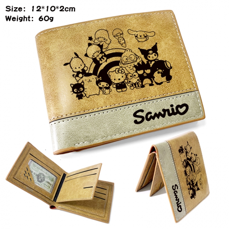 sanrio Anime high quality PU two fold embossed wallet 12X10X2CM 60G