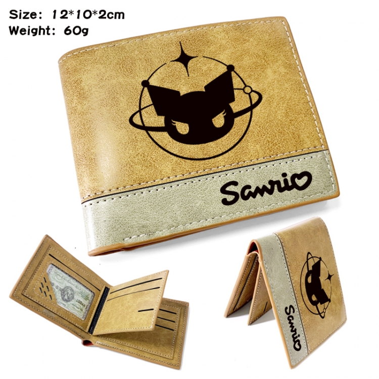 sanrio Anime high quality PU two fold embossed wallet 12X10X2CM 60G