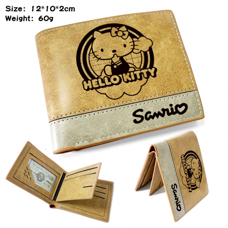 sanrio Anime high quality PU two fold embossed wallet 12X10X2CM 60G