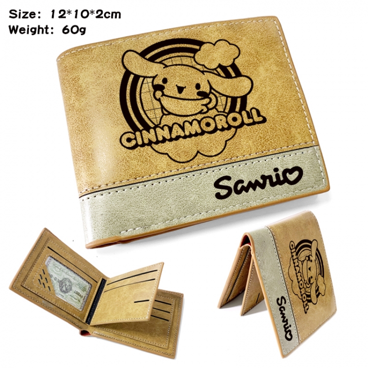 sanrio Anime high quality PU two fold embossed wallet 12X10X2CM 60G