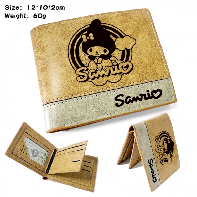 sanrio Anime high quality PU two fold embossed wallet 12X10X2CM 60G