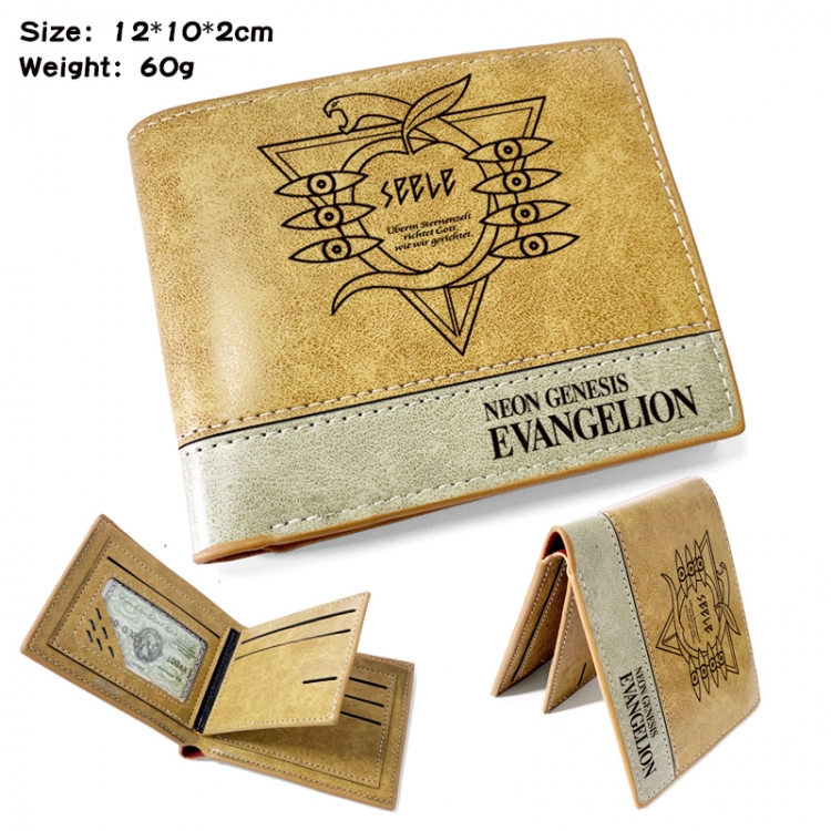 EVA Anime high quality PU two fold embossed wallet 12X10X2CM 60G