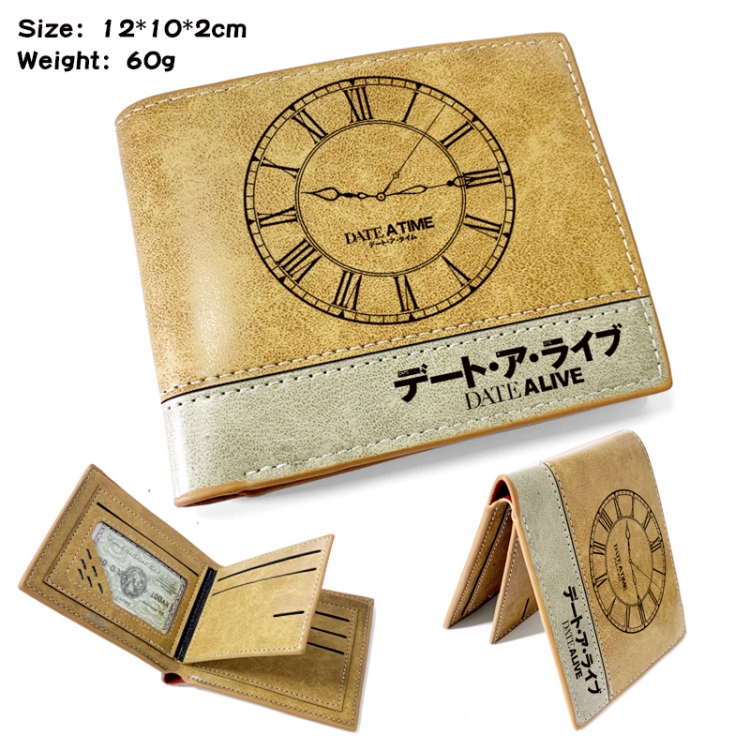 Date-A-Live Anime high quality PU two fold embossed wallet 12X10X2CM 60G