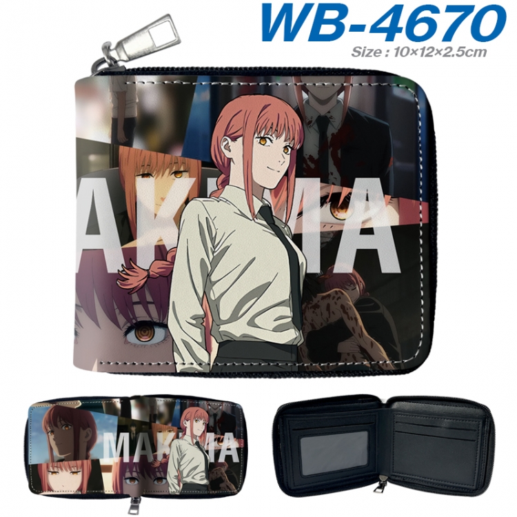 Chainsaw man Anime color short full zip folding wallet 10x12x2.5cm WB-4670A