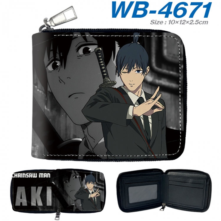 Chainsaw man Anime color short full zip folding wallet 10x12x2.5cm  WB-4671A