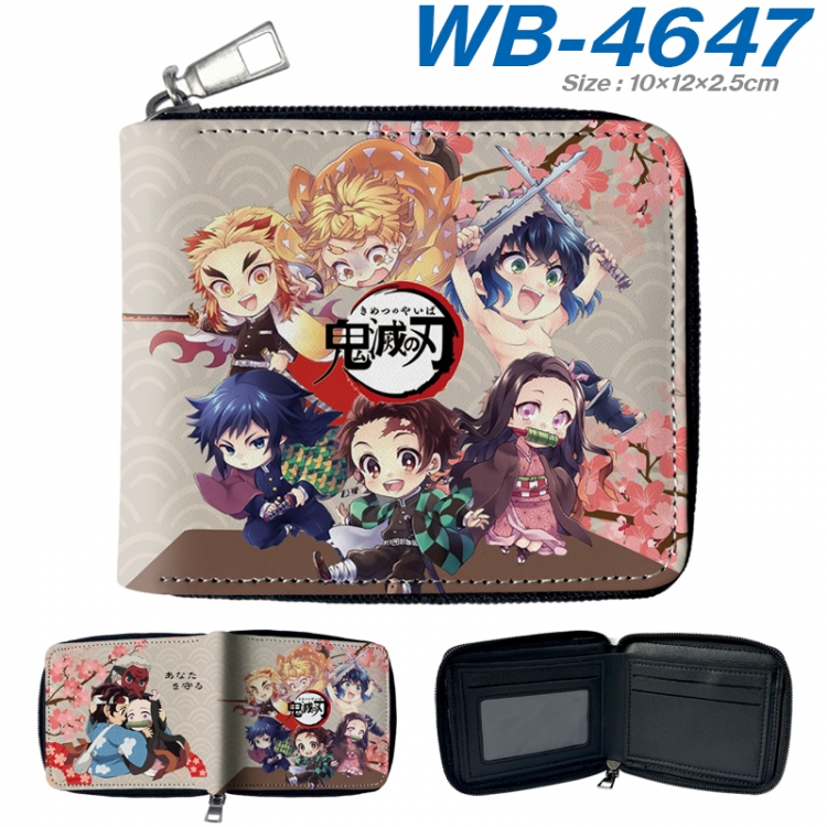 Demon Slayer Kimets Anime color short full zip folding wallet 10x12x2.5cm WB-4647A