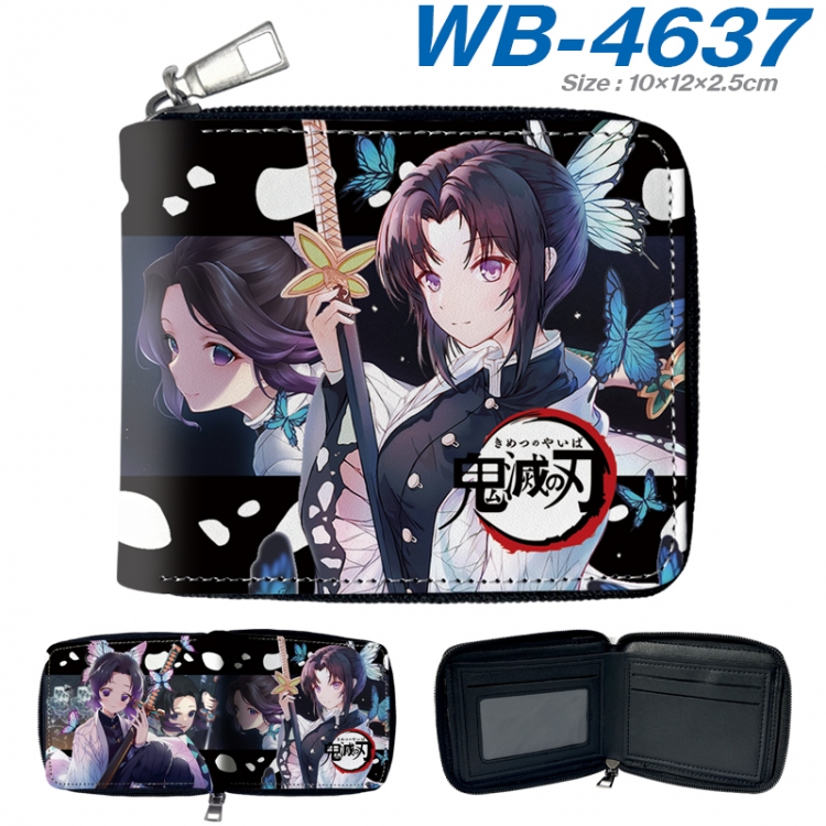 Demon Slayer Kimets Anime color short full zip folding wallet 10x12x2.5cm WB-4637A