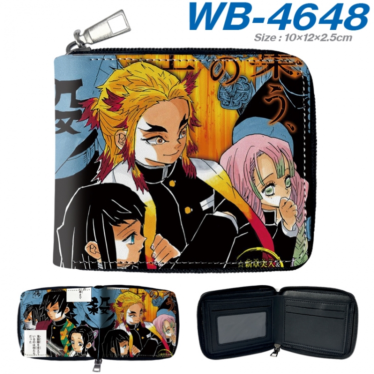 Demon Slayer Kimets Anime color short full zip folding wallet 10x12x2.5cm WB-4648A