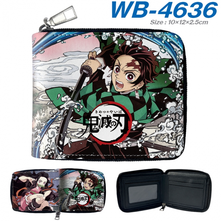 Demon Slayer Kimets Anime color short full zip folding wallet 10x12x2.5cm WB-4636A