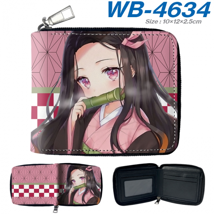 Demon Slayer Kimets Anime color short full zip folding wallet 10x12x2.5cm WB-4634A