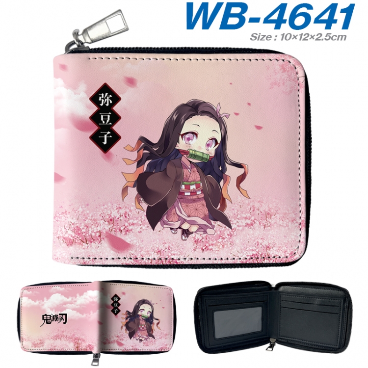 Demon Slayer Kimets Anime color short full zip folding wallet 10x12x2.5cm WB-4641A