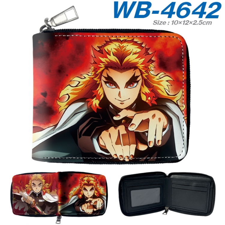 Demon Slayer Kimets Anime color short full zip folding wallet 10x12x2.5cm WB-4642A