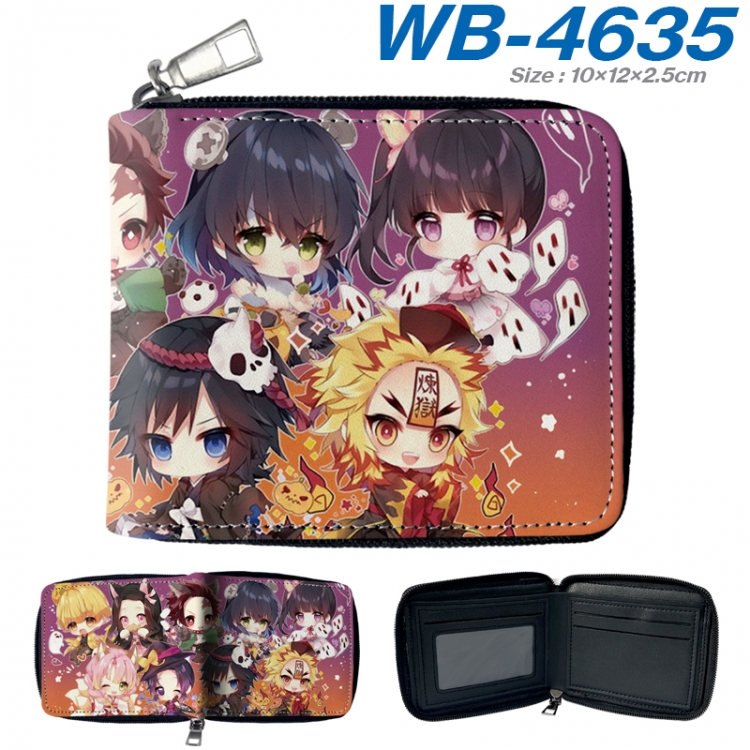 Demon Slayer Kimets Anime color short full zip folding wallet 10x12x2.5cm WB-4635A