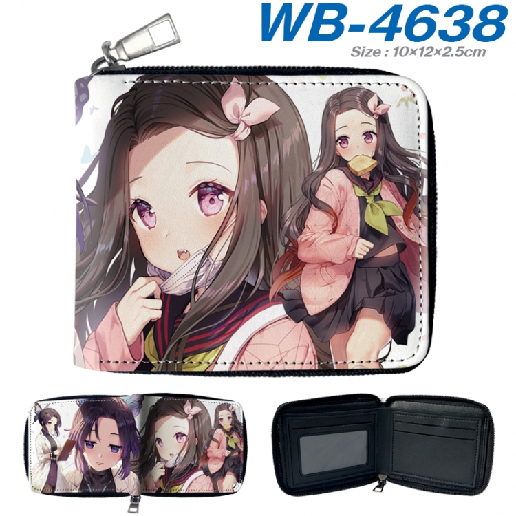 Demon Slayer Kimets Anime color short full zip folding wallet 10x12x2.5cm WB-4638A