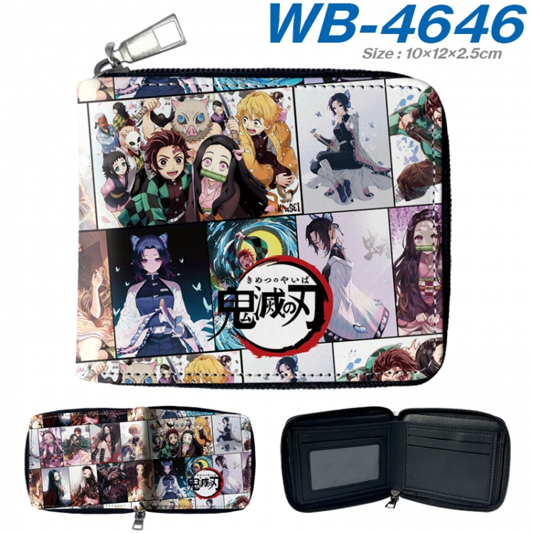 Demon Slayer Kimets Anime color short full zip folding wallet 10x12x2.5cm WB-4646A