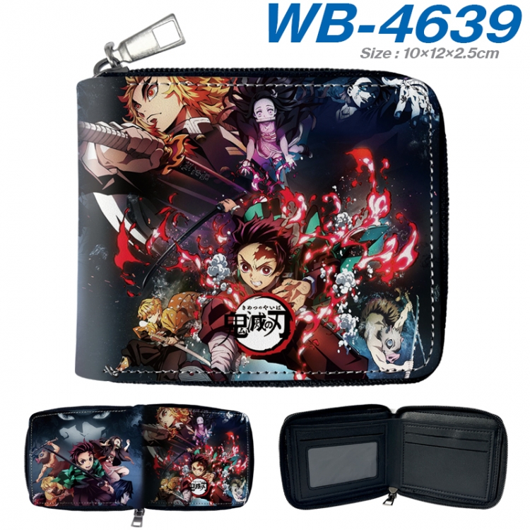 Demon Slayer Kimets Anime color short full zip folding wallet 10x12x2.5cm WB-4639A