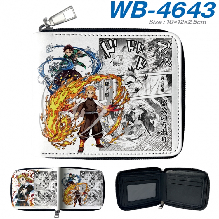 Demon Slayer Kimets Anime color short full zip folding wallet 10x12x2.5cm WB-4643A