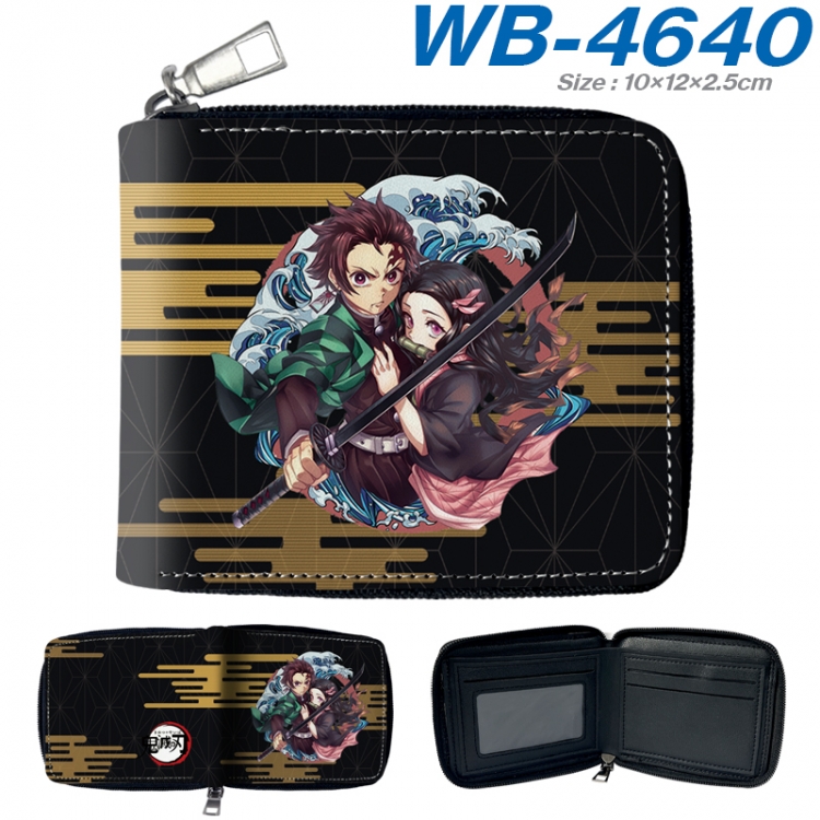 Demon Slayer Kimets Anime color short full zip folding wallet 10x12x2.5cm WB-4640A