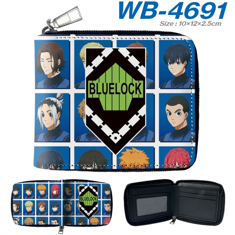 BLUE LOCK Anime color short full zip folding wallet 10x12x2.5cm WB-4691A