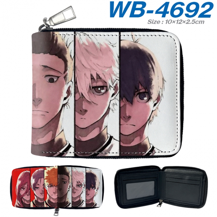 BLUE LOCK Anime color short full zip folding wallet 10x12x2.5cm  WB-4692A