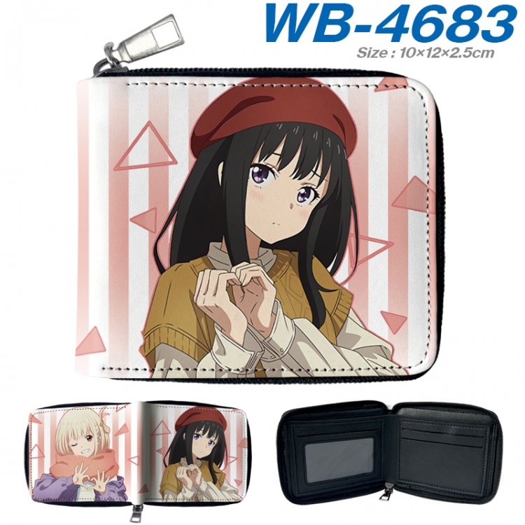 Lycoris Recoil Anime color short full zip folding wallet 10x12x2.5cm WB-4683A