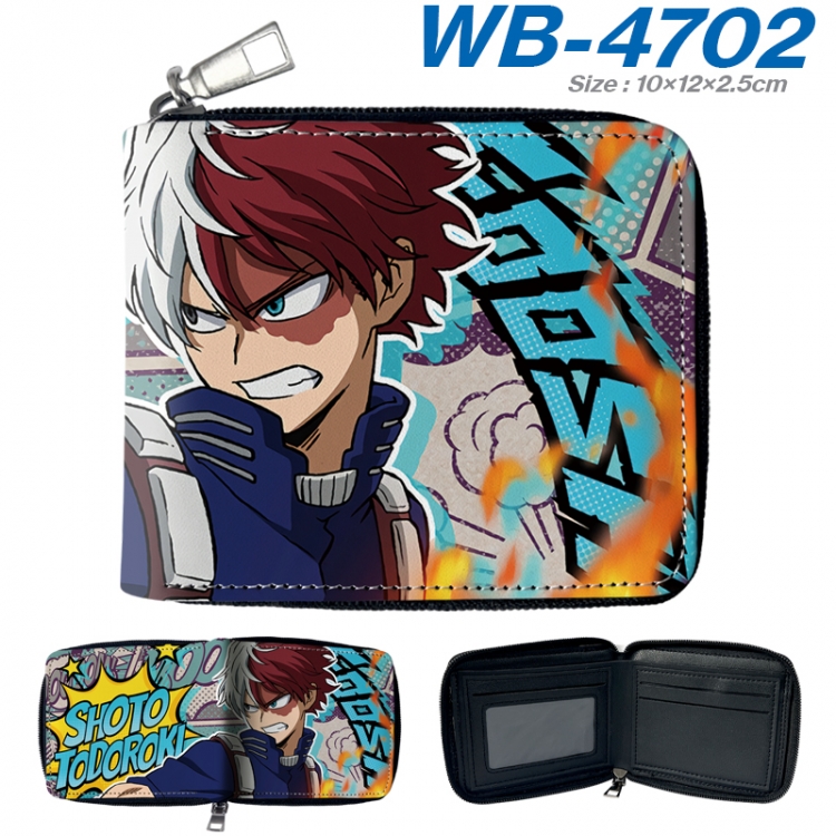 My Hero Academia Anime color short full zip folding wallet 10x12x2.5cm WB-4702A