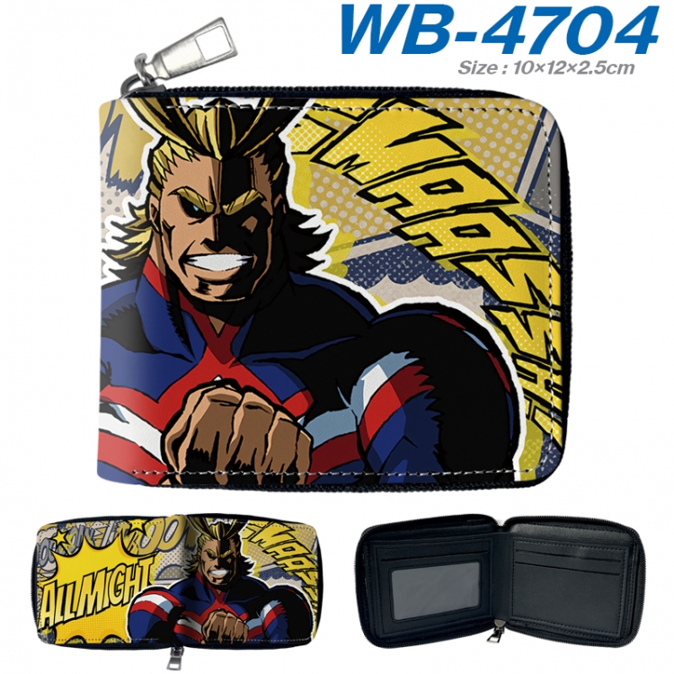 My Hero Academia Anime color short full zip folding wallet 10x12x2.5cm WB-4704A