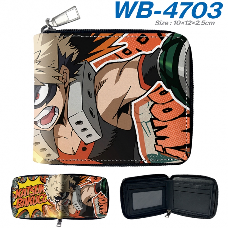 My Hero Academia Anime color short full zip folding wallet 10x12x2.5cm WB-4703A