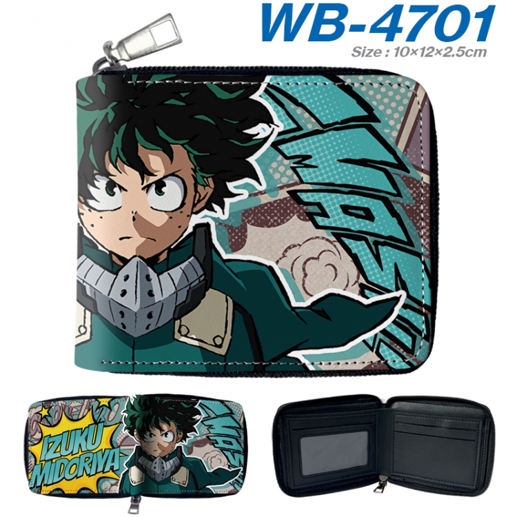 My Hero Academia Anime color short full zip folding wallet 10x12x2.5cm WB-4701A