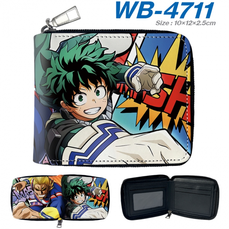 My Hero Academia Anime color short full zip folding wallet 10x12x2.5cm WB-4711A