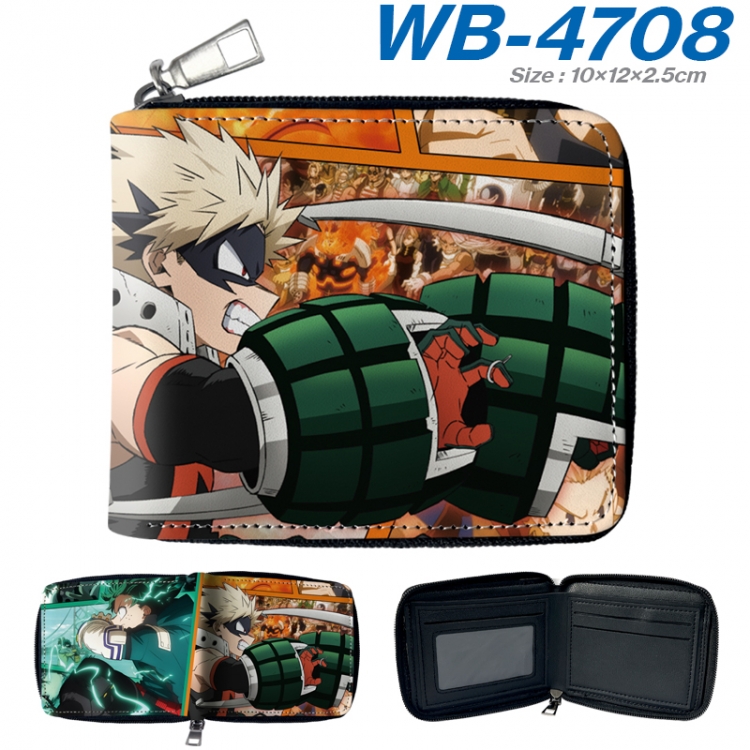 My Hero Academia Anime color short full zip folding wallet 10x12x2.5cm WB-4708A