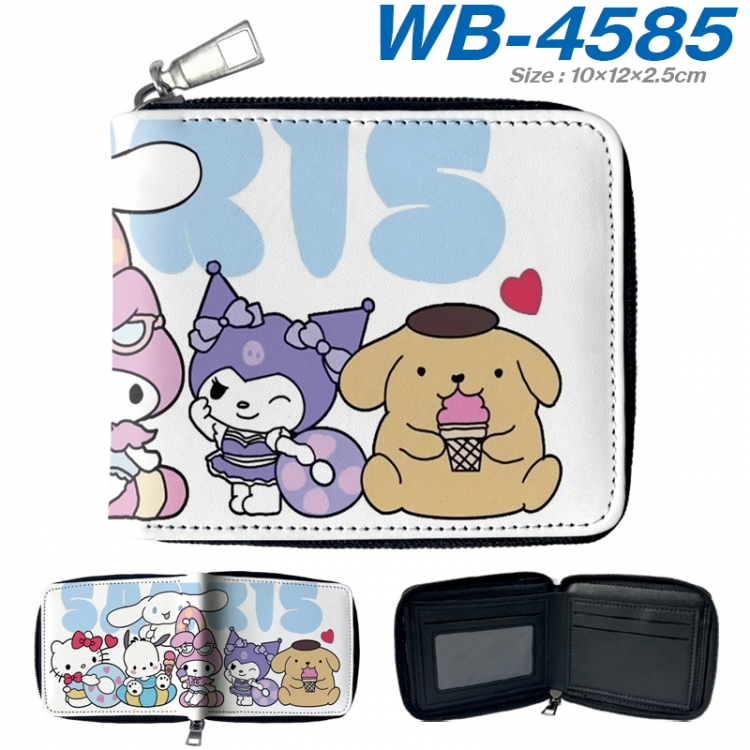 sanrio Anime color short full zip folding wallet 10x12x2.5cm WB-4585A