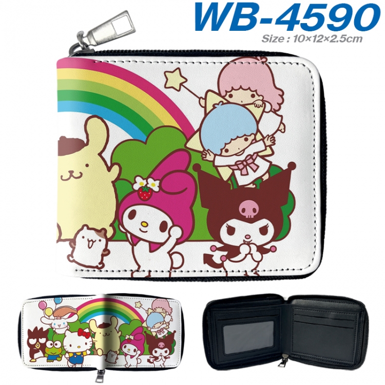 sanrio Anime color short full zip folding wallet 10x12x2.5cm  WB-4590A