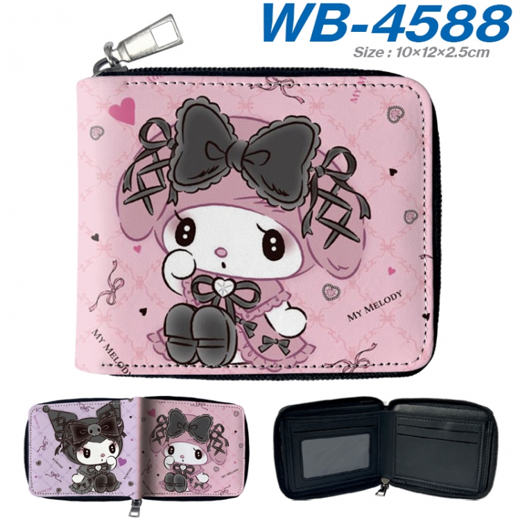 sanrio Anime color short full zip folding wallet 10x12x2.5cm WB-4588A