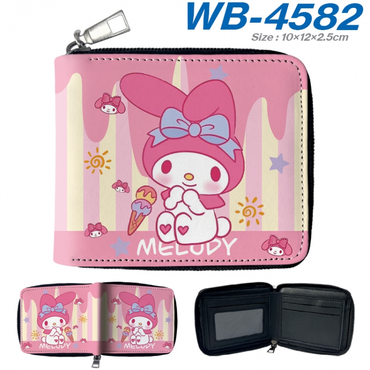 sanrio Anime color short full zip folding wallet 10x12x2.5cm WB-4582A