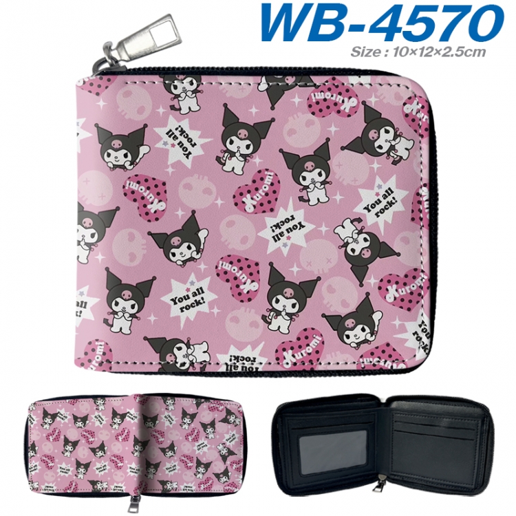 sanrio Anime color short full zip folding wallet 10x12x2.5cm WB-4570A