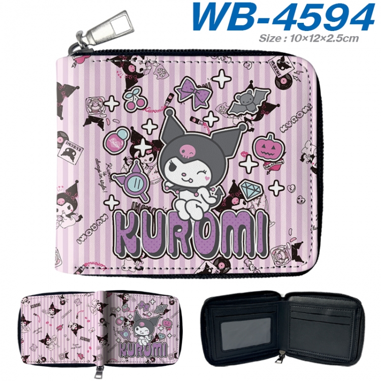 sanrio Anime color short full zip folding wallet 10x12x2.5cm WB-4594A