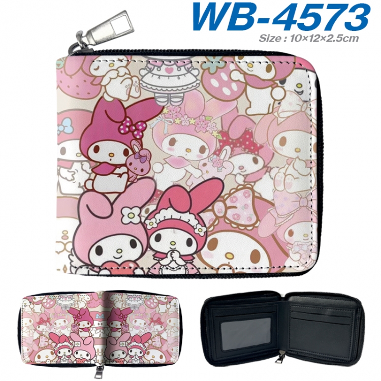 sanrio Anime color short full zip folding wallet 10x12x2.5cm WB-4573A