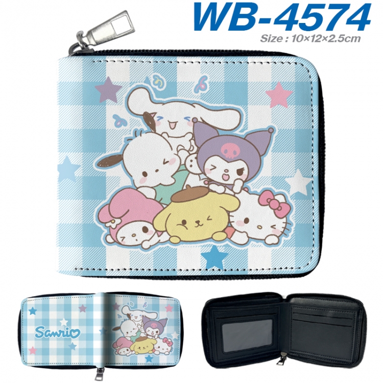 sanrio Anime color short full zip folding wallet 10x12x2.5cm WB-4574A