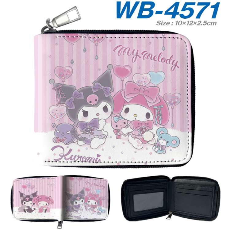 sanrio Anime color short full zip folding wallet 10x12x2.5cm WB-4571A