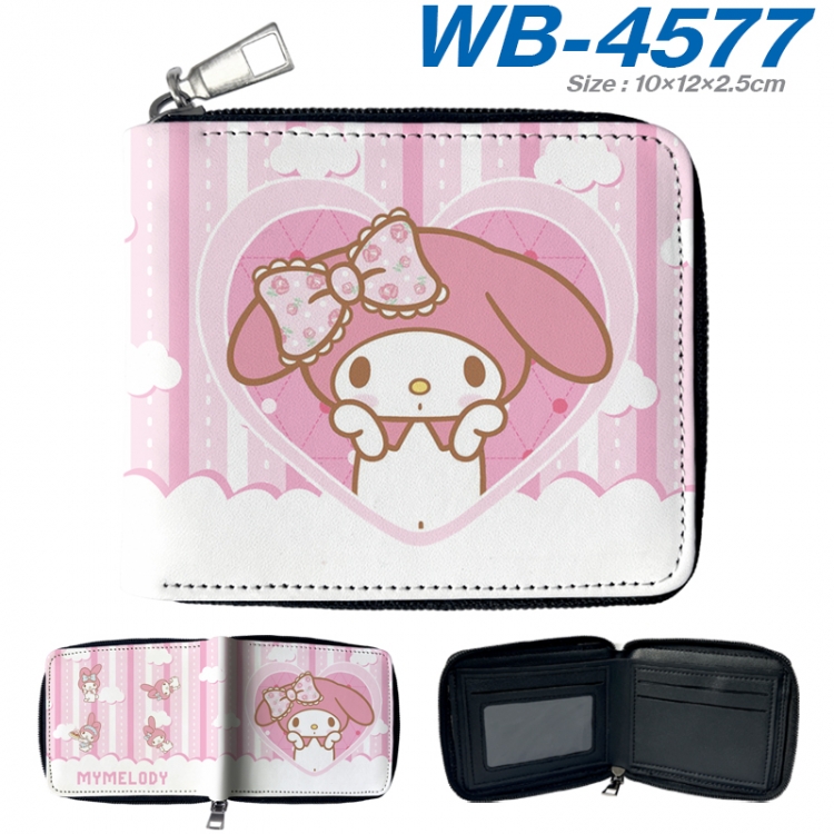 sanrio Anime color short full zip folding wallet 10x12x2.5cm WB-4577A