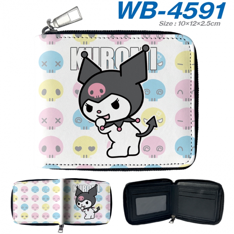 sanrio Anime color short full zip folding wallet 10x12x2.5cm WB-4591A