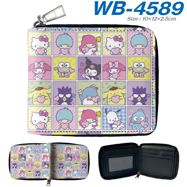 sanrio Anime color short full zip folding wallet 10x12x2.5cm WB-4589A