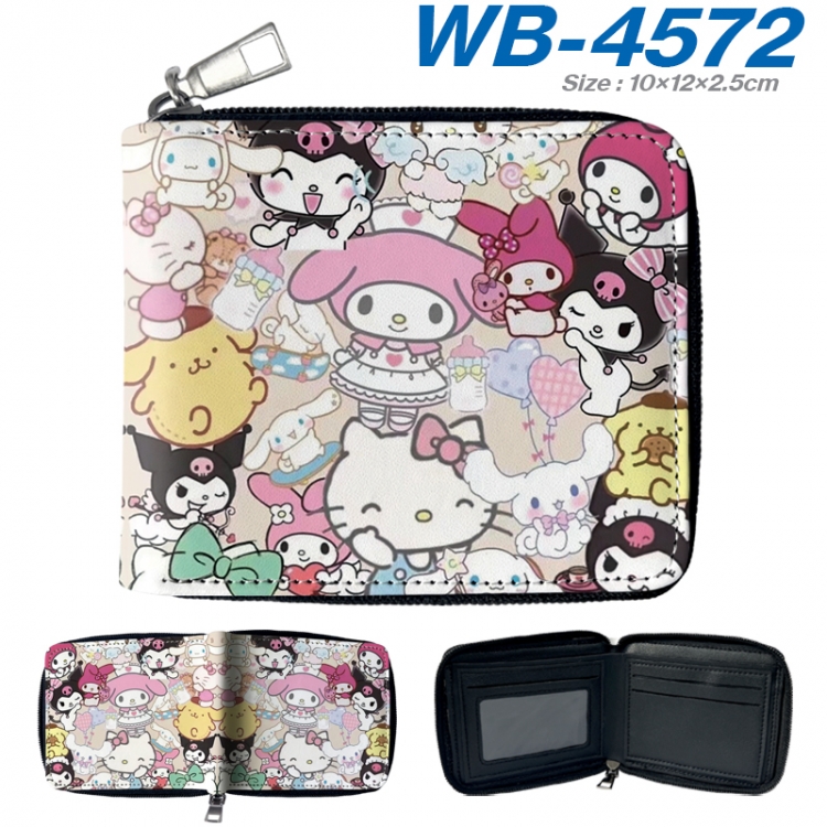 sanrio Anime color short full zip folding wallet 10x12x2.5cm WB-4572A