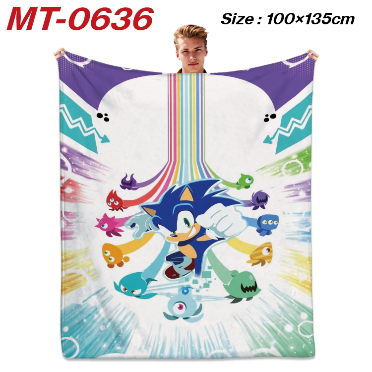 Sonic The Hedgehog  Anime flannel blanket air conditioner quilt double-sided printing 100x135cm MT-0636
