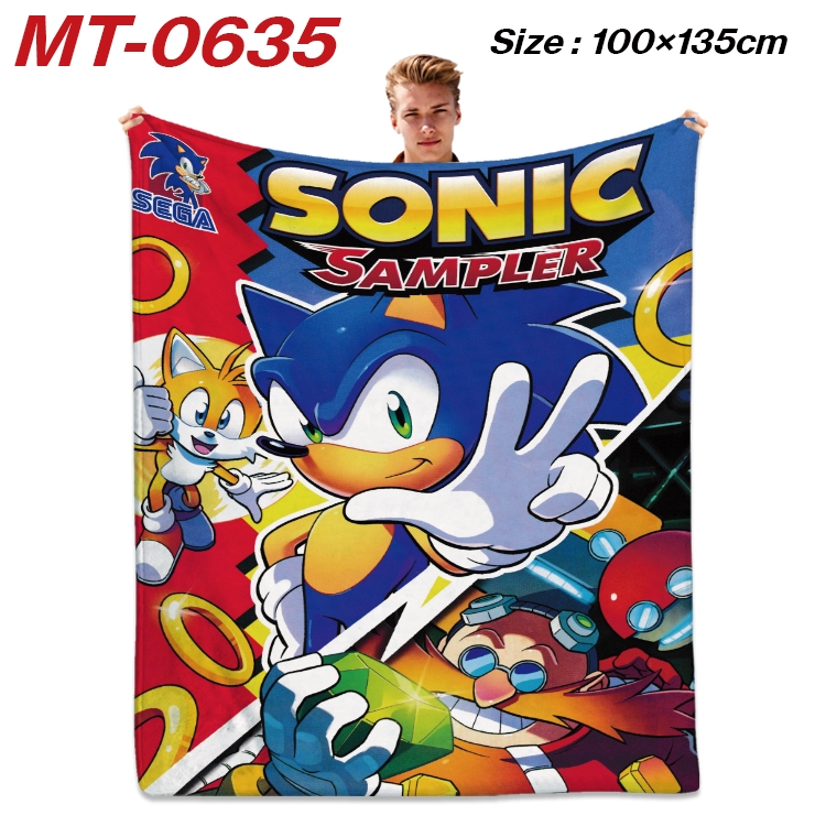 Sonic The Hedgehog  Anime flannel blanket air conditioner quilt double-sided printing 100x135cm MT-0635