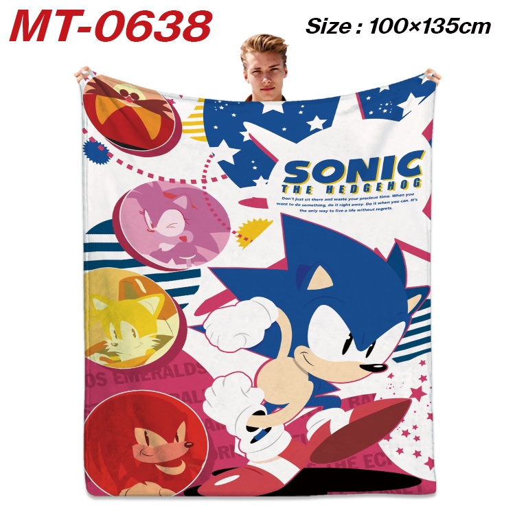 Sonic The Hedgehog  Anime flannel blanket air conditioner quilt double-sided printing 100x135cm MT-0638