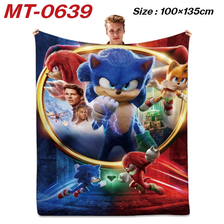Sonic The Hedgehog  Anime flannel blanket air conditioner quilt double-sided printing 100x135cm MT-0639